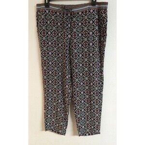J.JILL Multicolored Cropped Rayon Casual Pull-On Elastic Waist Pants  M Petite